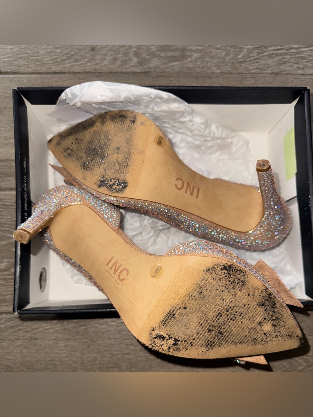 INC International Concepts Champagne Crystal Bow Pointed Pumps (only worn once) - Picture 3 of 4